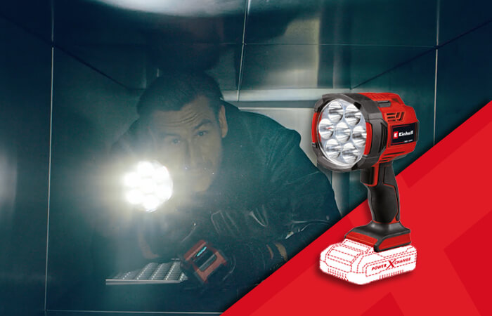 cordless light in use