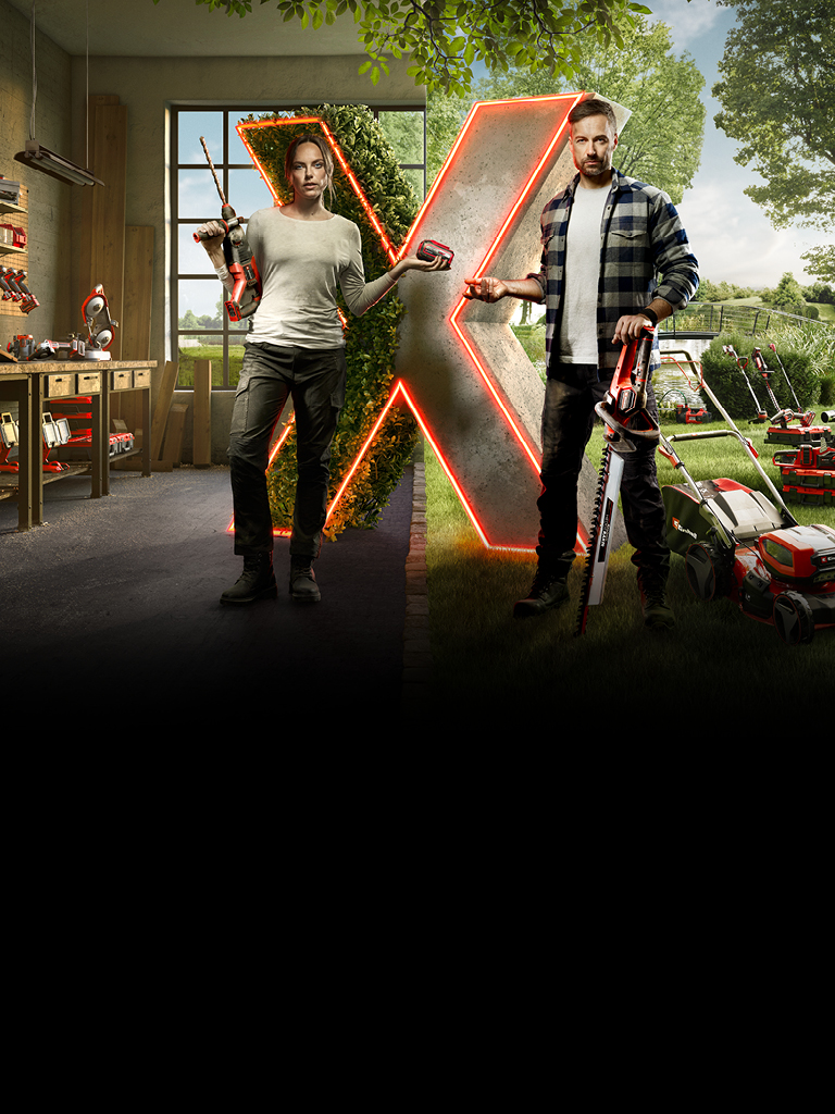Startpage image of two people surrounded with tools and garden devices.